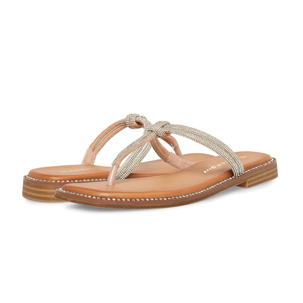 Madden Girl Womens 7.5 M Gold Hollis T Strap Flat Flip Flop Sandals DISPLAY PD3